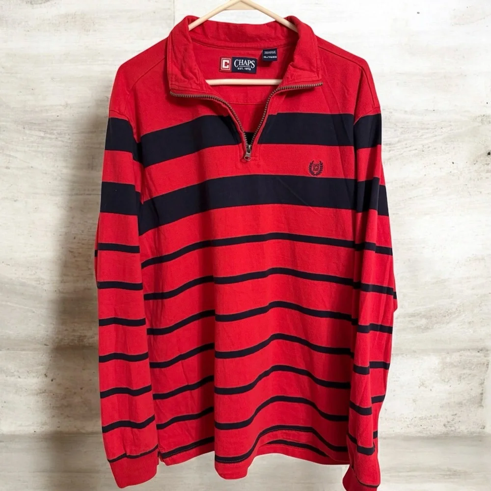 Chaps Red Quarter-Zip Pullover Men’s XL